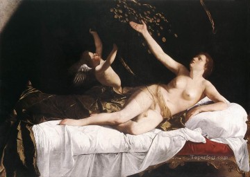 Classic Nude Painting - Danae female nude Orazio Gentileschi